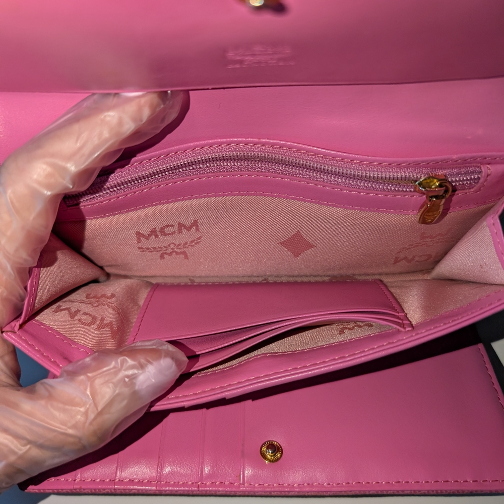 MCM Visetos Trifold Leather Long Wallet - Picture 9 of 11